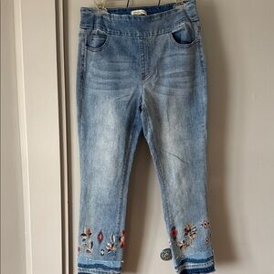 Coldwater Creek Light Blue Embroidered Ankle Jeans